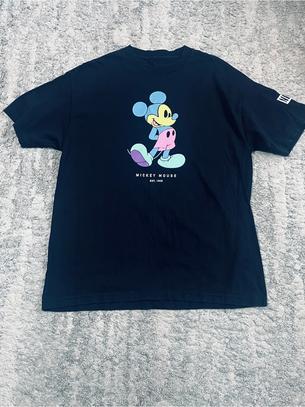 Neff Mens Mickey Mouse Pastel T-Shirt Casual Crew Neck Tee Black Size Large